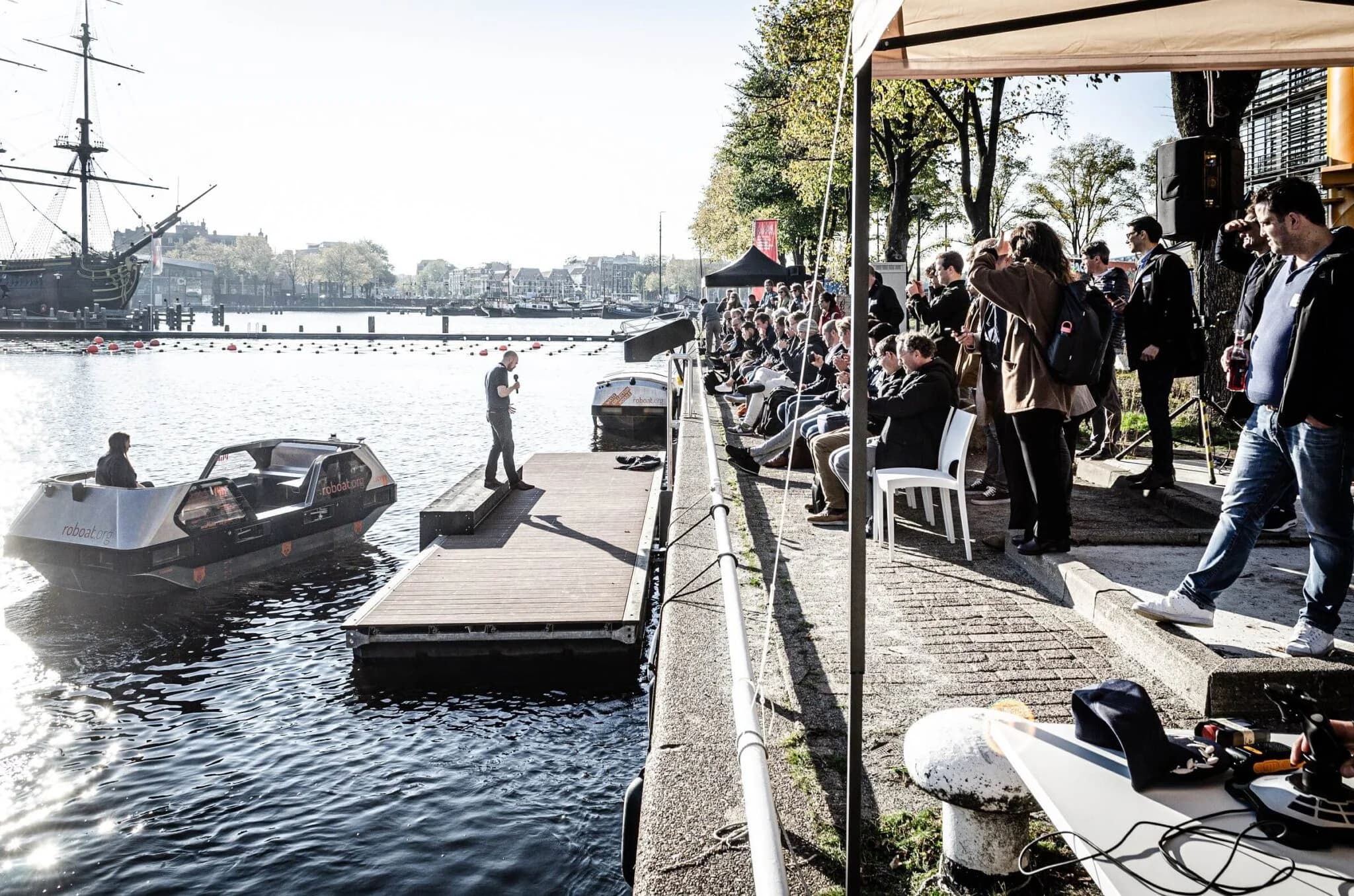The watertaxi carrying passengers on a public demo day.